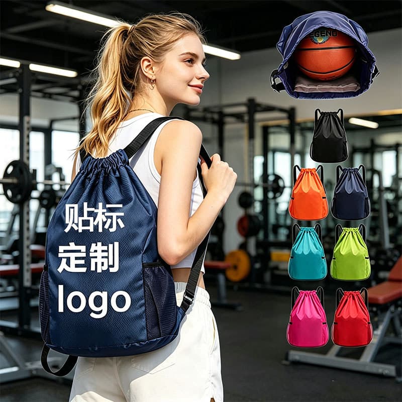 Basketball Bag Drawstring Backpack Large Capacity Travel Sports Storage Gym Bag with Logo Printing
