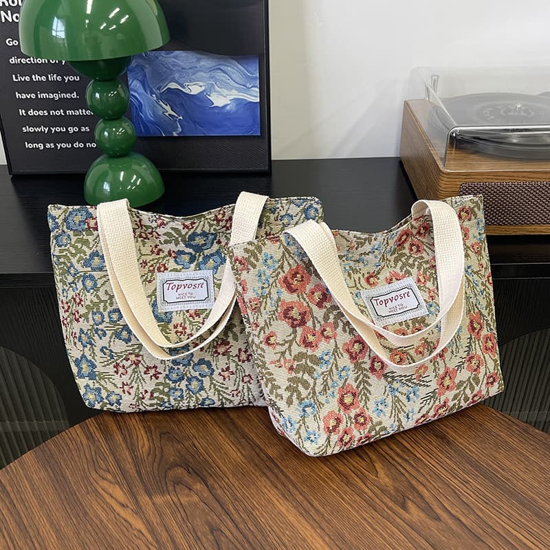 Mori fashion printed handbag nylon breathable versatile commuter bag large capacity casual work lunch bag wholesale
