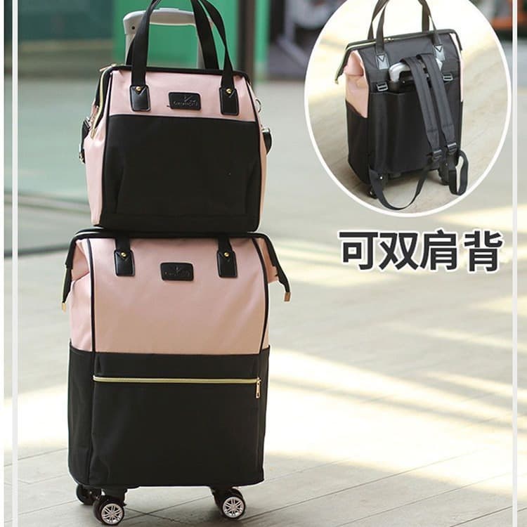 Short Trip Trolley Bag Travel Bag Waterproof Universal Wheels Backpack Ultra-Light Trolley Backpack Luggage 2-in-1 Carry-On Bag