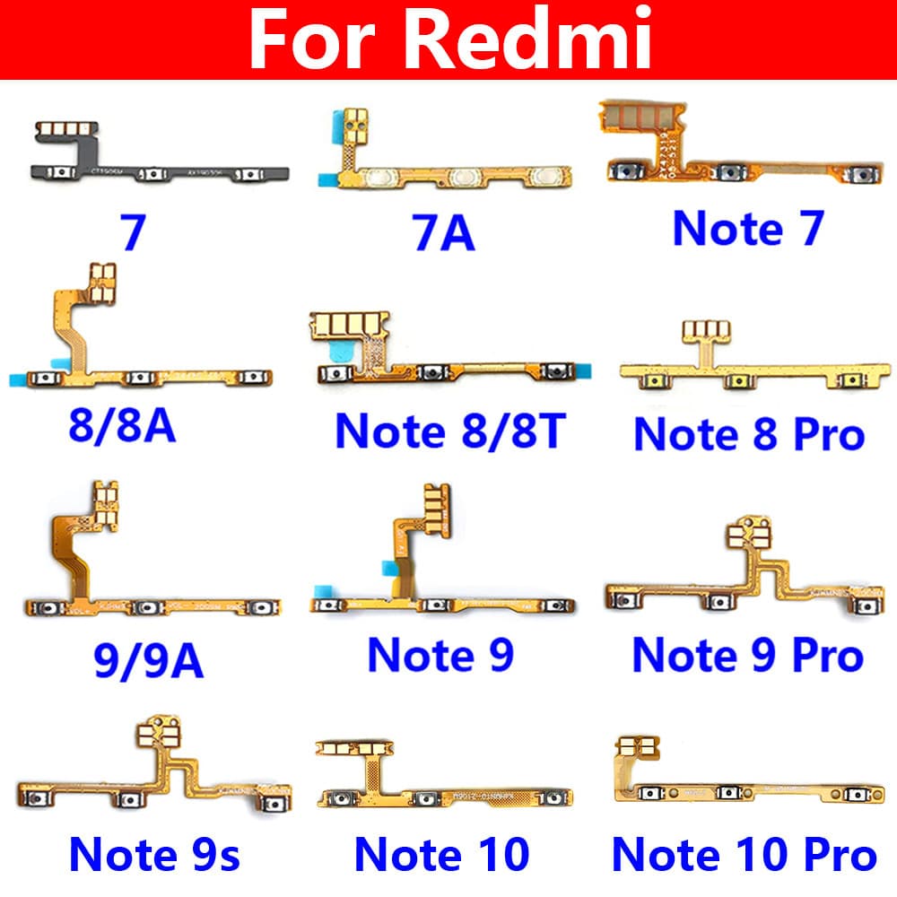 For Xiaomi Redmi 10T power and volume flex cable, Redmi 7 power switch volume control flex cable, Note 9