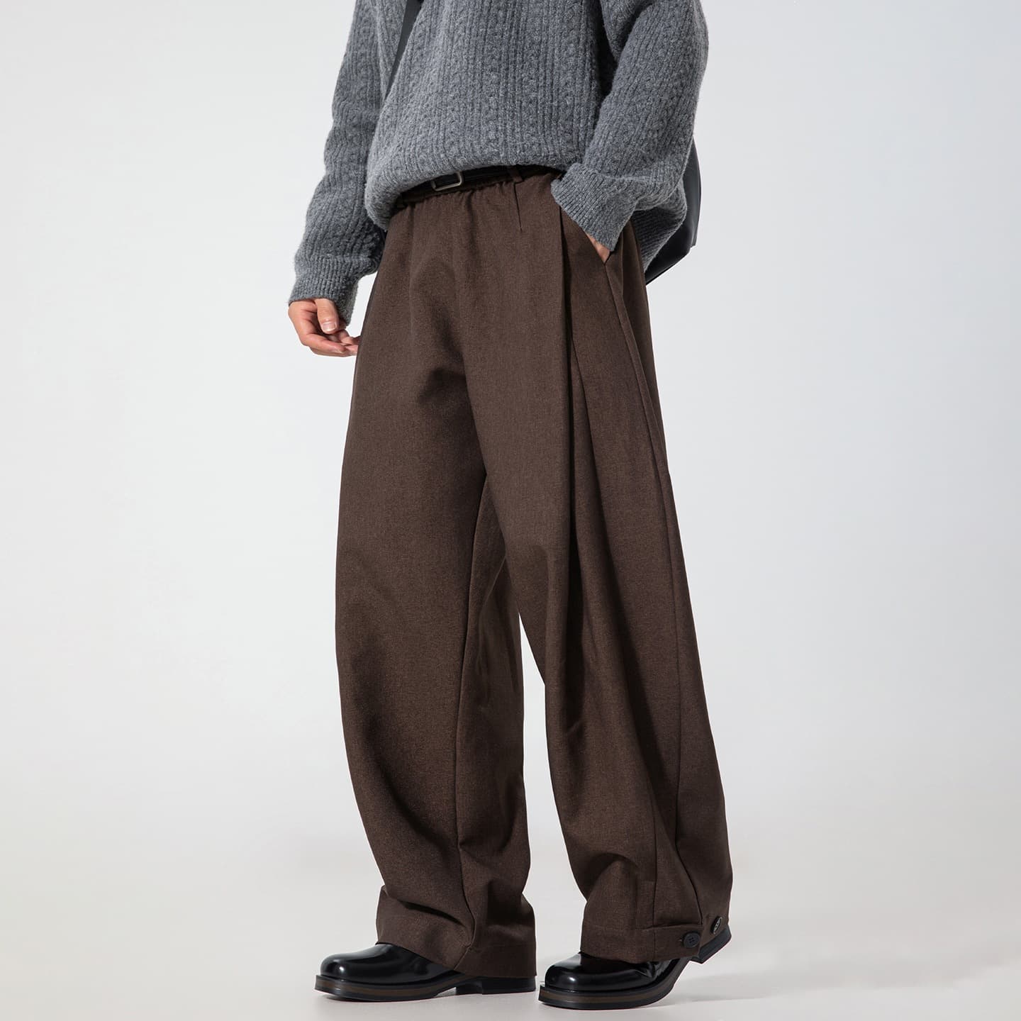 3D Pleated Casual Pants for Men Fall Style Flowy Loose Fit Trousers with Adjustable Hem Vintage Loose Streetwear Long Pants