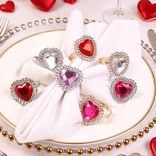 Amazon New Arrival Napkin Holder Creative Heart Rhinestone Napkin Ring for Hotel Valentine's Day Decoration Napkin Ring Cloth Ring