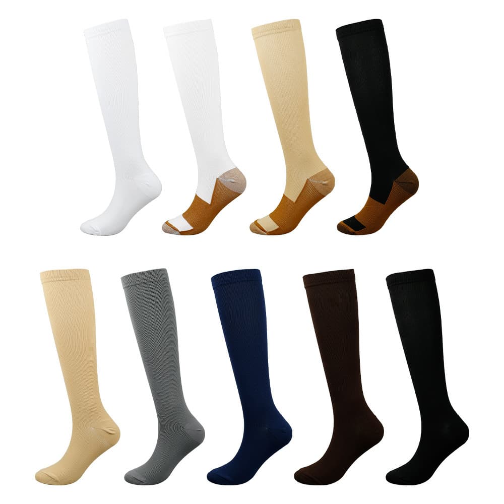 Cross-border solid color color-block outdoor fitness pressure socks cycling running long sports casual sweat-absorbing breathable elastic socks.