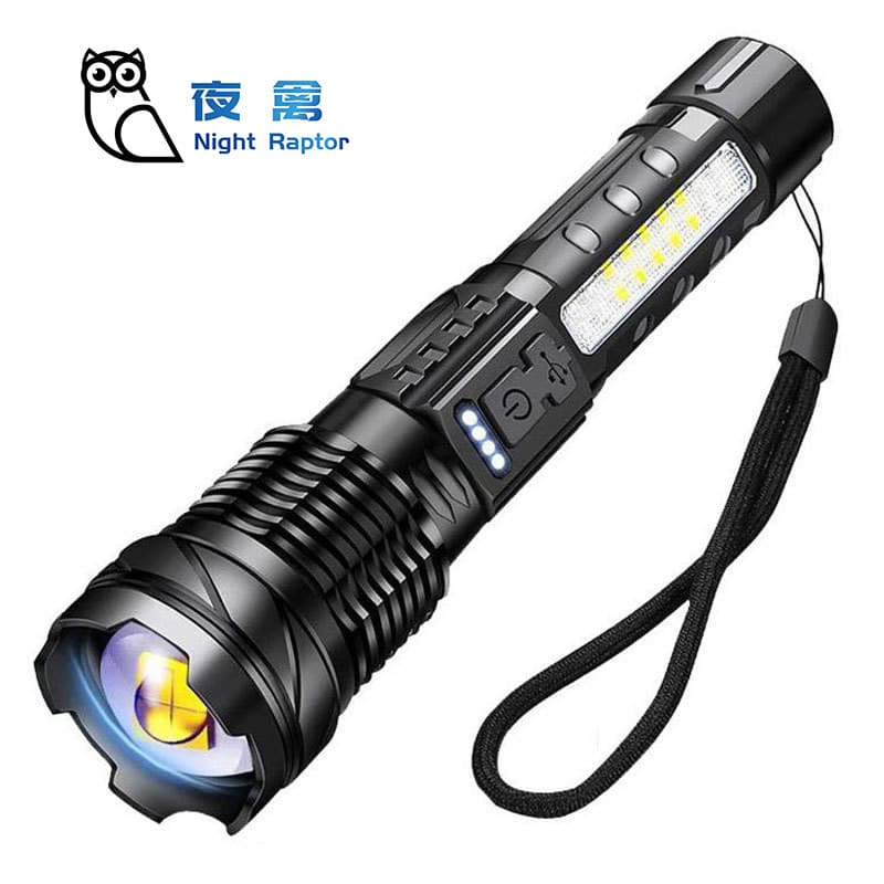 Cross-border new flashlight strong light outdoor patrol camping USB rechargeable outdoor lighting white laser with COB flashlight