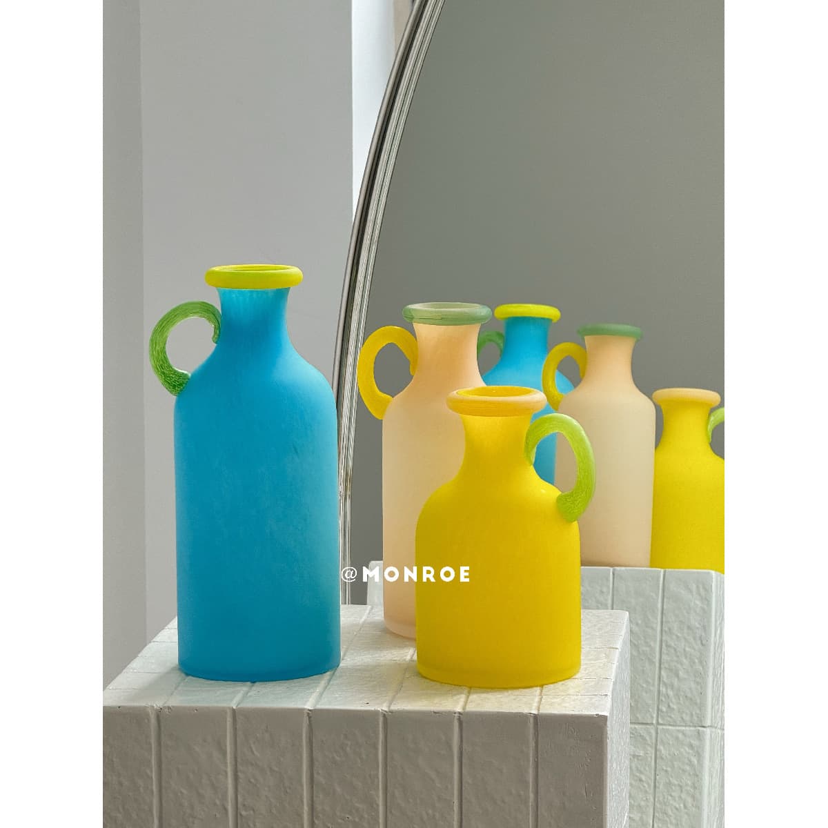Dopamine Color Ins Table Decoration Home Soft Decoration Hotel Model Room Decoration Matte Single Ear Glass Vase