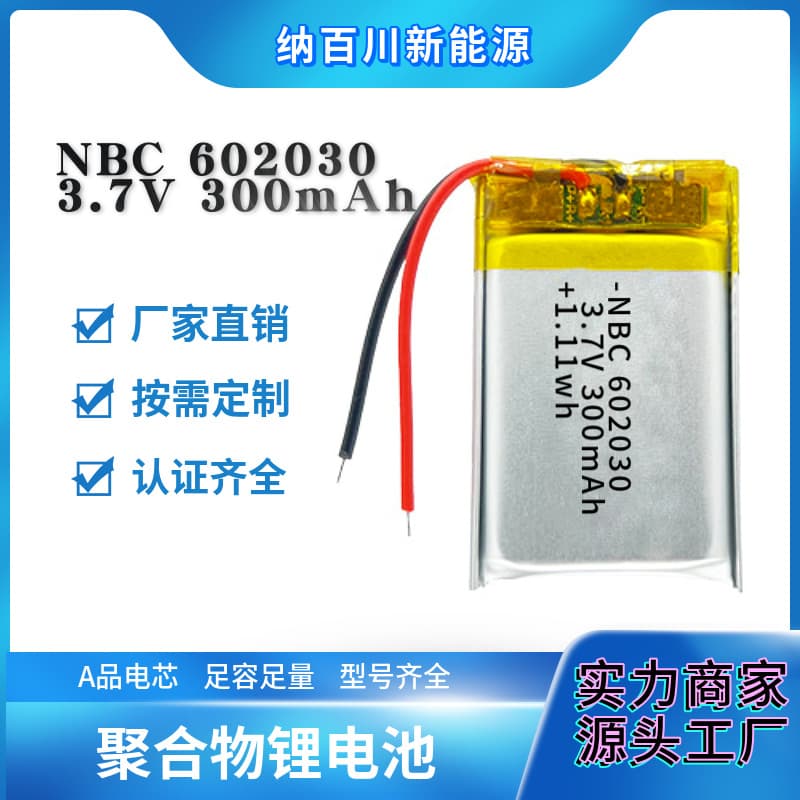 Factory direct sales 602030 polymer lithium battery 3.7V 300mAh fan hair clipper beauty instrument electronic mist