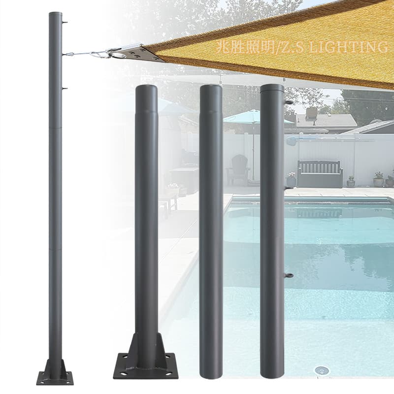 Outdoor shade sail pole 3 meters heavy-duty galvanized metal pole kit swimming pool canopy canopy support pole split light pole