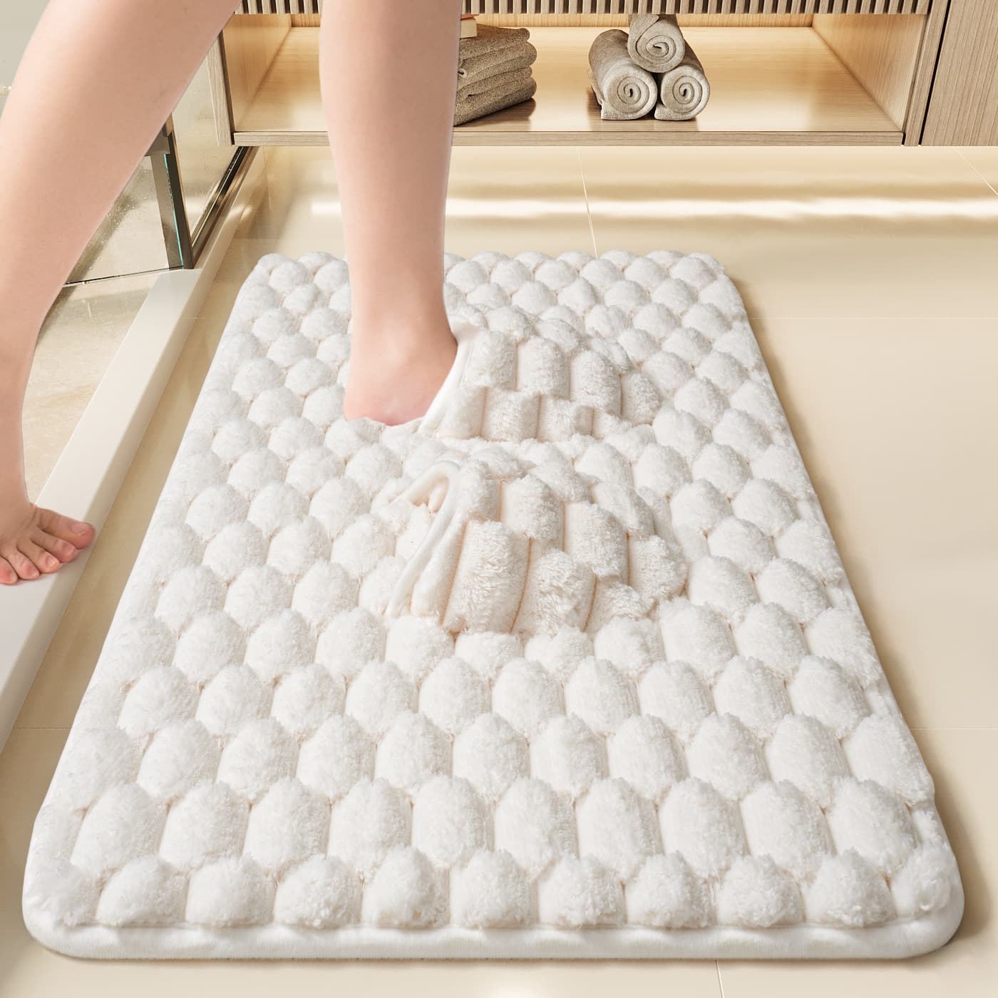 Thickened Backed Bathroom Floor Mat, Absorbent Foot Wipe Mat, Non-Slip Bath Mat, Quick-Dry for Bathroom