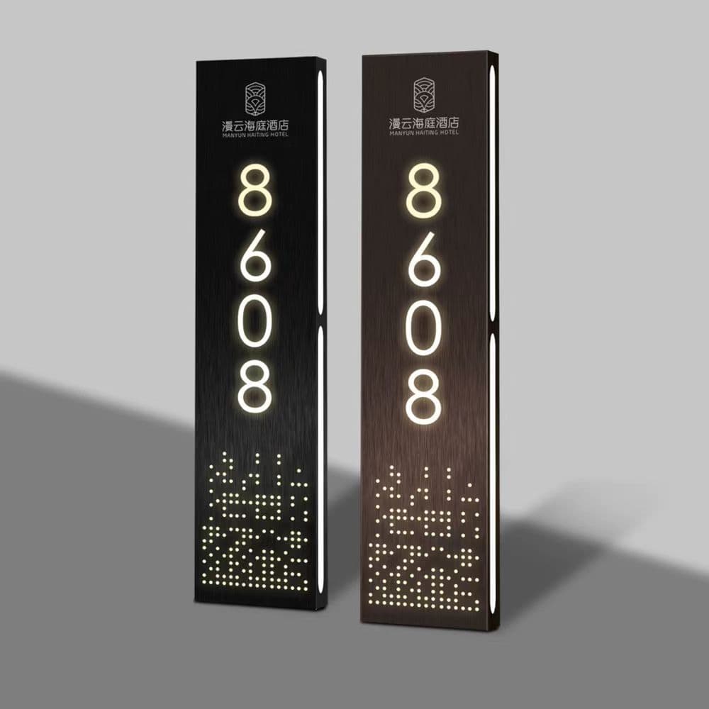 High-end Hotel Door Plate, Stainless Steel Illuminated Door Sign for Hotels