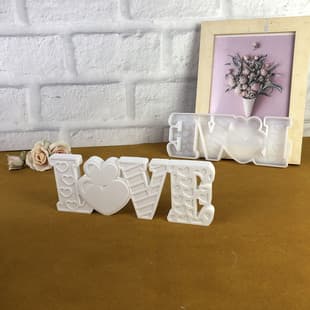 X1473 Love LOVE Ornament Tabletop Decorative Cement Plaster Mold DIY Silicone Mold
