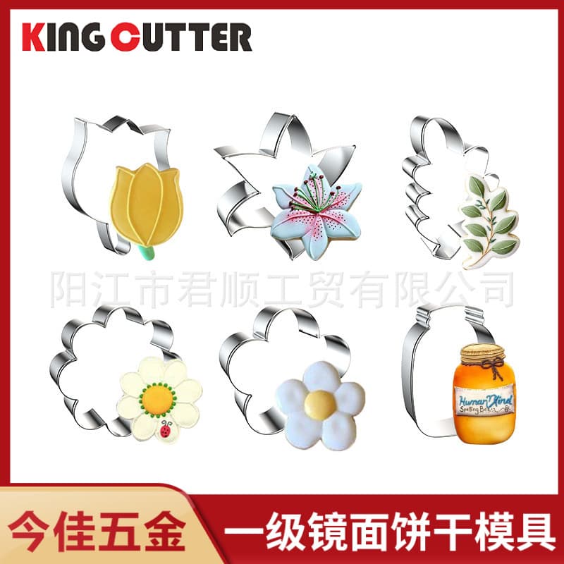 Tulip Stainless Steel Cookie Cutter Lily Clover Flower Shape Fondant Mold Cookie Rice Ball Cake