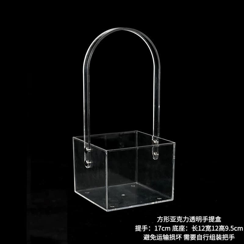 Cross-border Supply Acrylic Handle Box for Flowers, Luxury Bouquet Floral Arrangement Empty Gift Box, Amazon Hot Seller