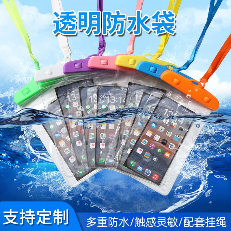 PVC Transparent Waterproof Phone Bag with Touchscreen for Swimming, Rafting, Sealed Bag, Large Universal Type Wholesale Bags