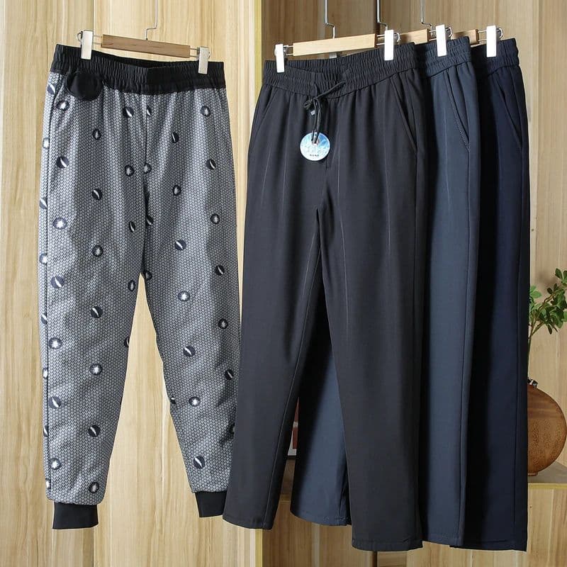90% White Duck Down! Fluffy and Warm! Autumn/Winter Men's Solid Color Versatile Outdoor Windproof Waterproof Down Pants Casual Trousers