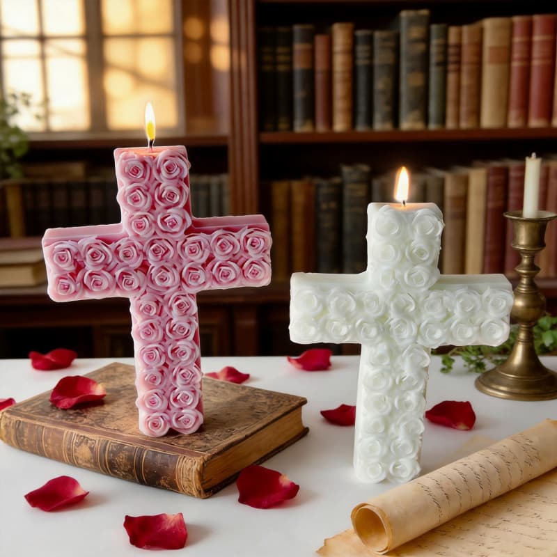 Cross Border Cross Rose Scented Candle Prayer Memorial Church Decoration Wedding Favor Candle