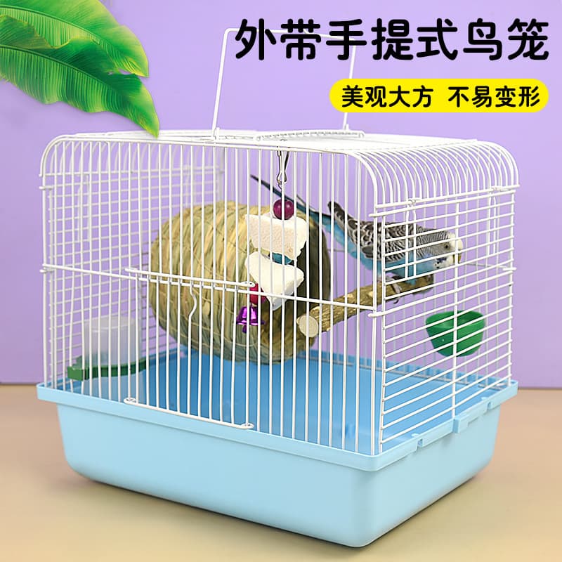 Parrot Travel Cage Portable Metal Outdoor Carrier for Budgie Cockatiel, Viewing Pet Supplies