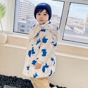2025 New Children's Cotton Padded Down Jacket Mid-Length Korean Style Baby Boy Girl Winter Cute Coat Quilted Jacket