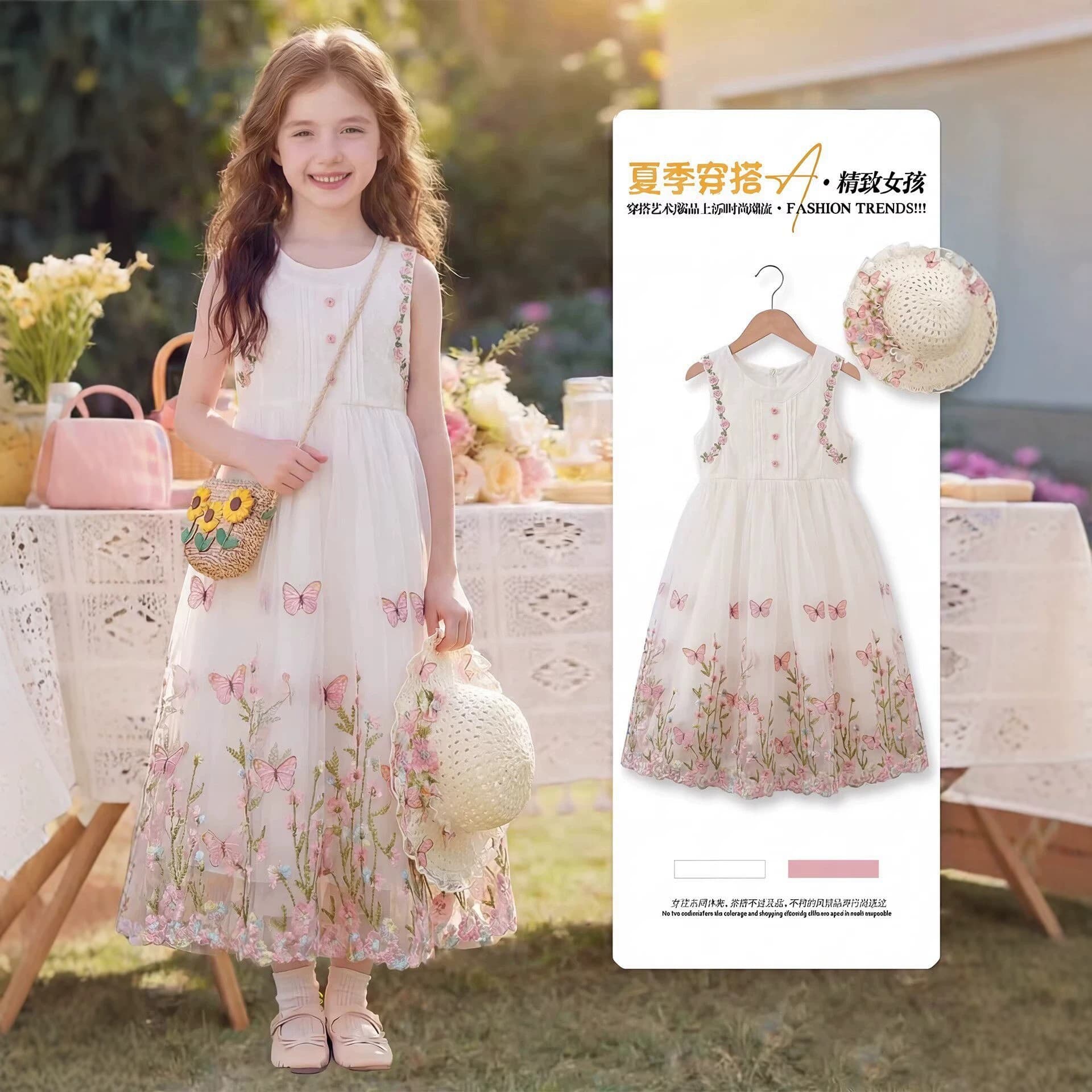 Girls unique and beautiful dress summer 2026 new small, medium and large children Korean princess dress little girl floral dress