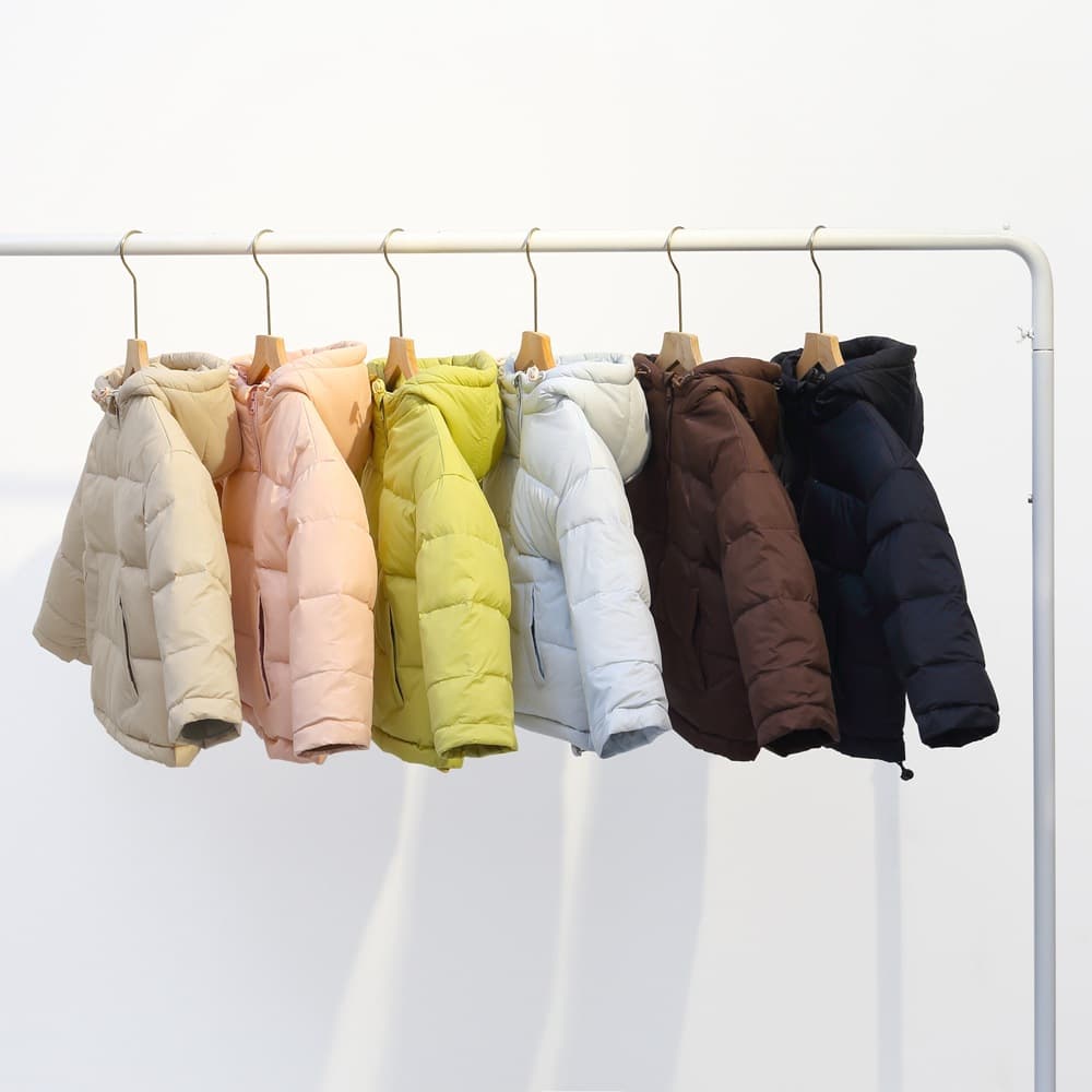 2025 Children's Winter New Boys Girls Kids Thick Warm Big Kids Solid Color Hooded Puffer Coat Short Style