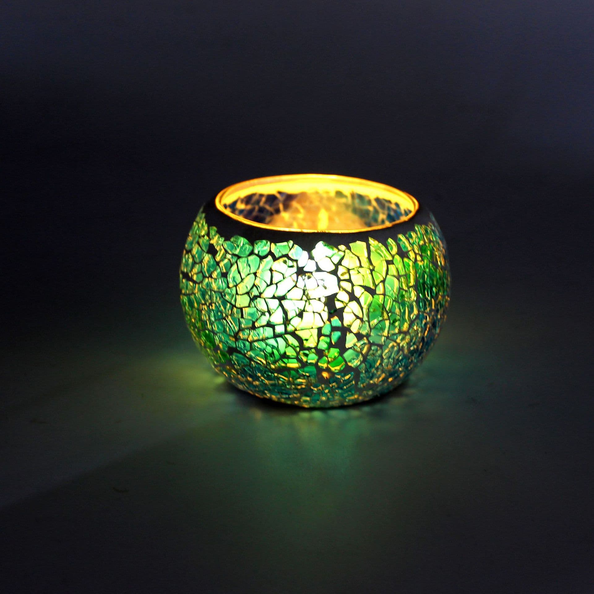 Solar Mosaic Glass Candle Holder Outdoor Garden Lantern Decorative Creative Handmade Home Garden Landscape Light