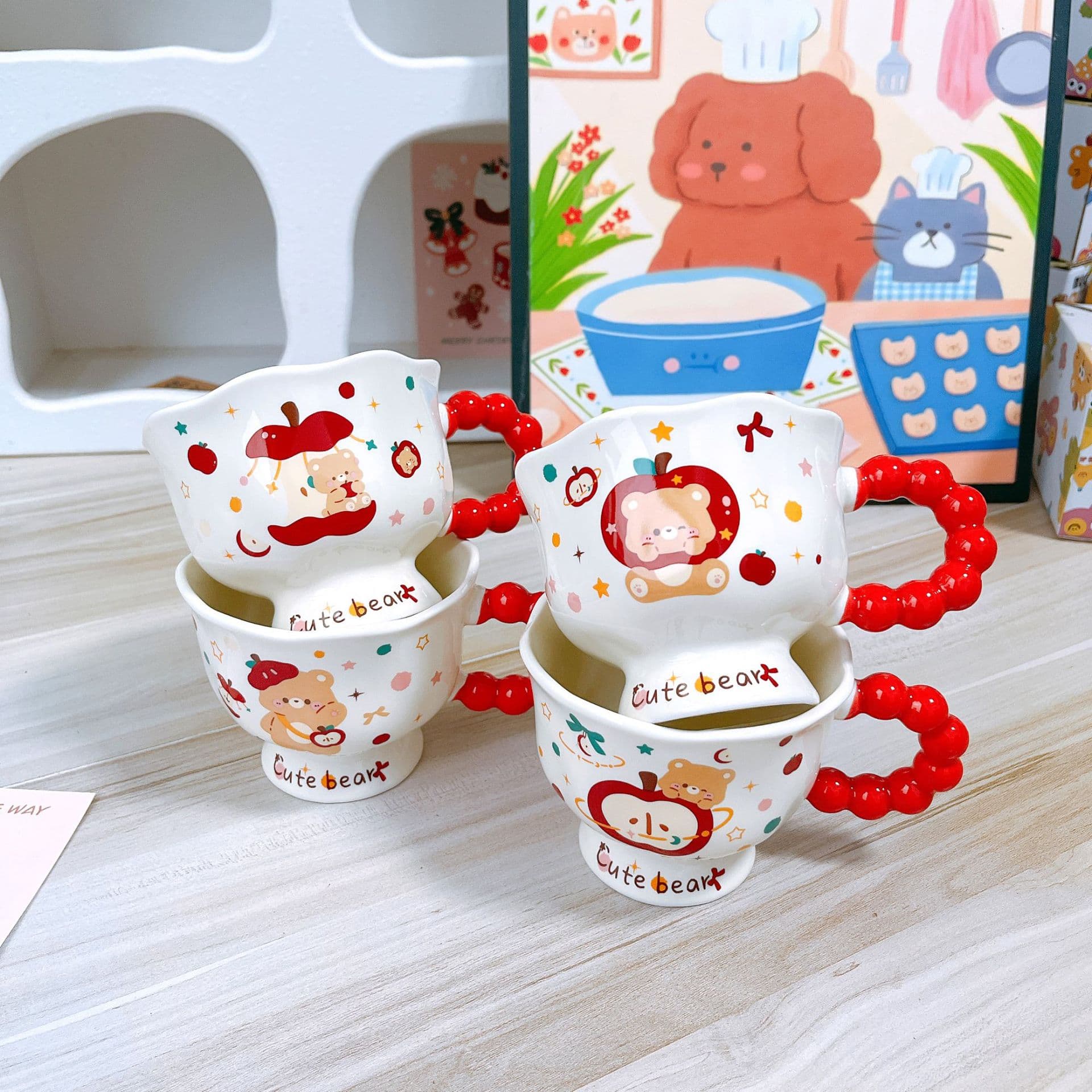 Internet celebrity bear breakfast mug Christmas high-looking mug ceramic couple water cup girl water cup souvenir