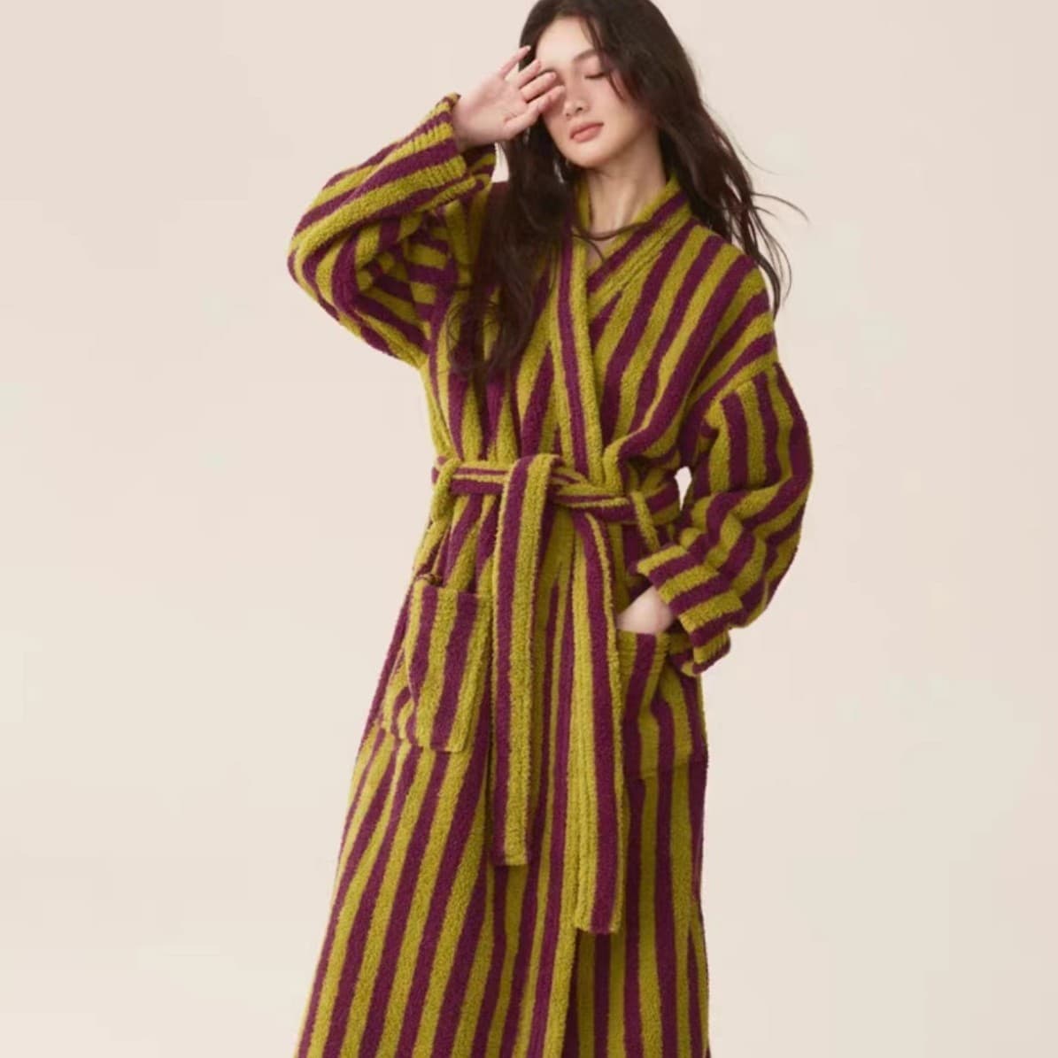 New Autumn/Winter Coral Fleece Thickened Flannel Bathrobe Long Robe Couple Pajamas