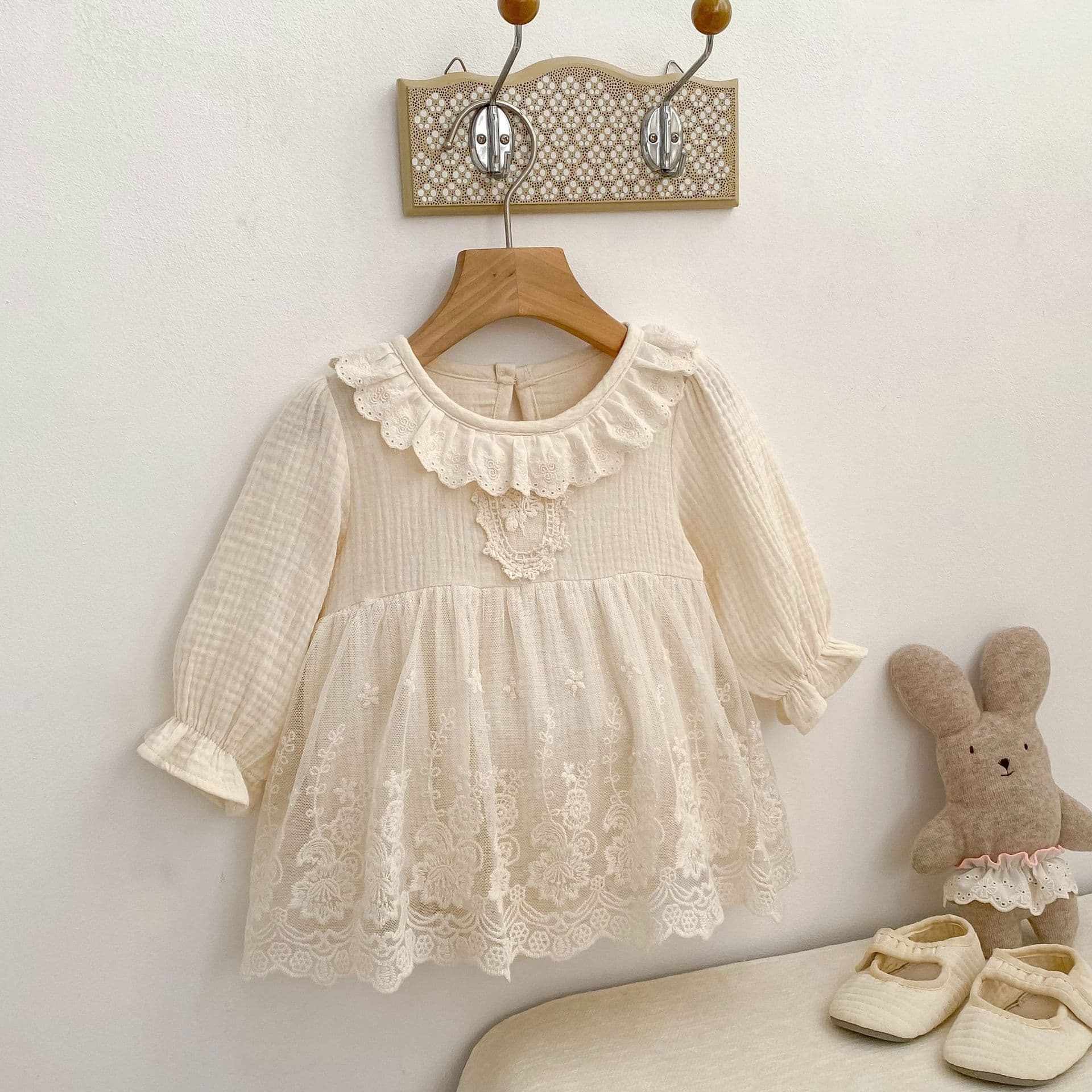 2026 Spring and Autumn new style baby girl's skirt infant long-sleeved skirt lace dress pure cotton skirt one-piece