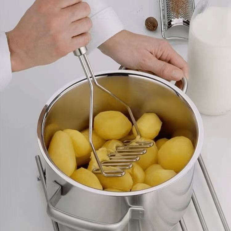 Manual potato press stainless steel wavy potato masher root vegetable crusher