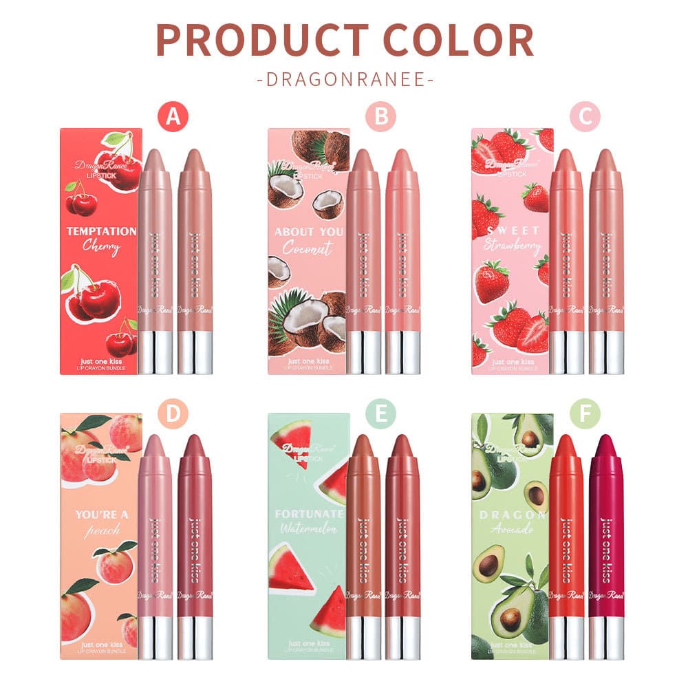 Cross-border Moisturizing Lip Balm Crayon Lipstick Pen Combo Lip Liner Lip Balm Stick Solid Fruit Lip Gloss 2-Piece Set Box