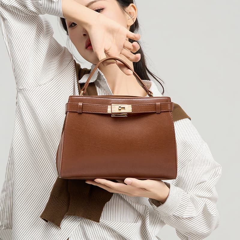 Crystal vegetable tanned cowhide new genuine leather handbag fashionable and versatile commuter crossbody women's high-end shoulder bag