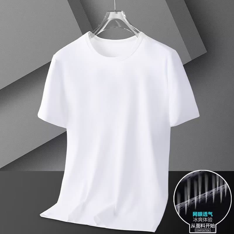 Big Sale Leakage Ice Silk Mesh Short-Sleeved T-Shirt Men's Summer Pure Color Base Layer Shirt Top Undershirt Trbottomy Top