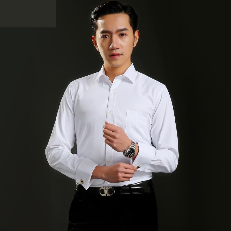 New Groom Wedding Dress Shirt Long Sleeve Swallow Collar French Cuff Banquet Wedding Celebration Performance Suit Shirt