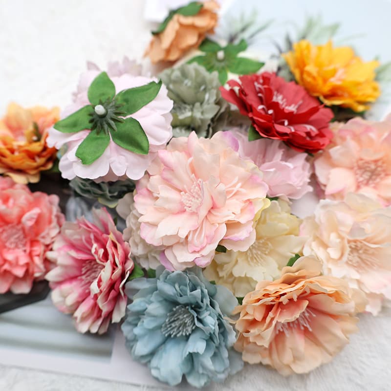 Artificial Azalea, Peony, New Rose Silk Flowers, Wedding Fake Flower Heads for DIY Craft Accessories and Materials Wholesale