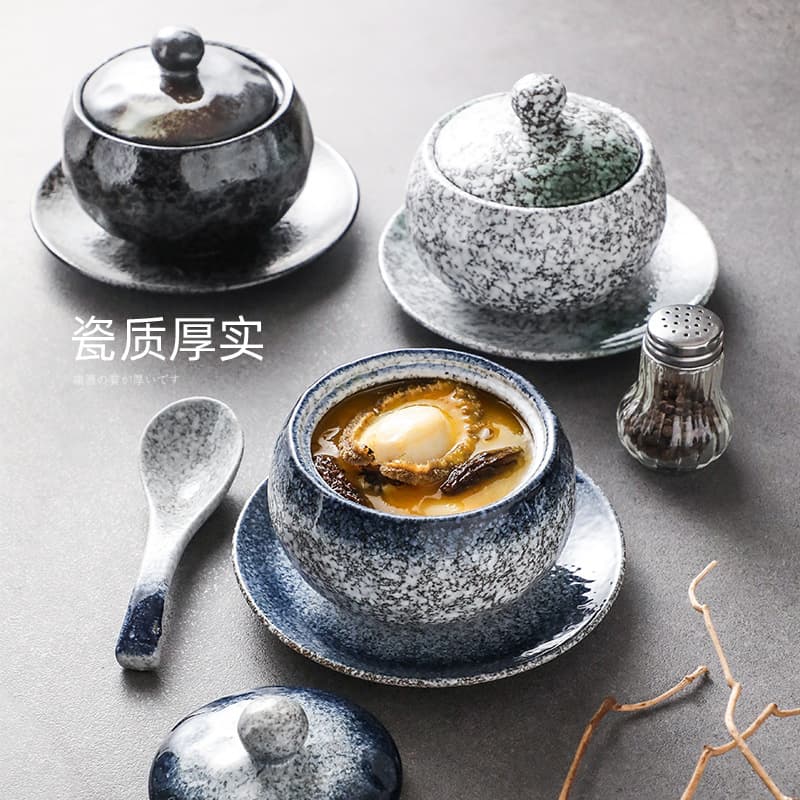 Commercial Ceramic Double-Boiler with Large Capacity, Hotel-Grade Single Serving Pot for Buddha Jumps Over the Wall and Bird's Nest