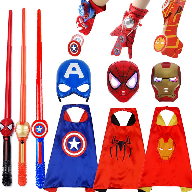 Captain America, Iron Man, Optimus Prime, Spider-Man Cape Kids Toy Set Superhero Halloween Accessories