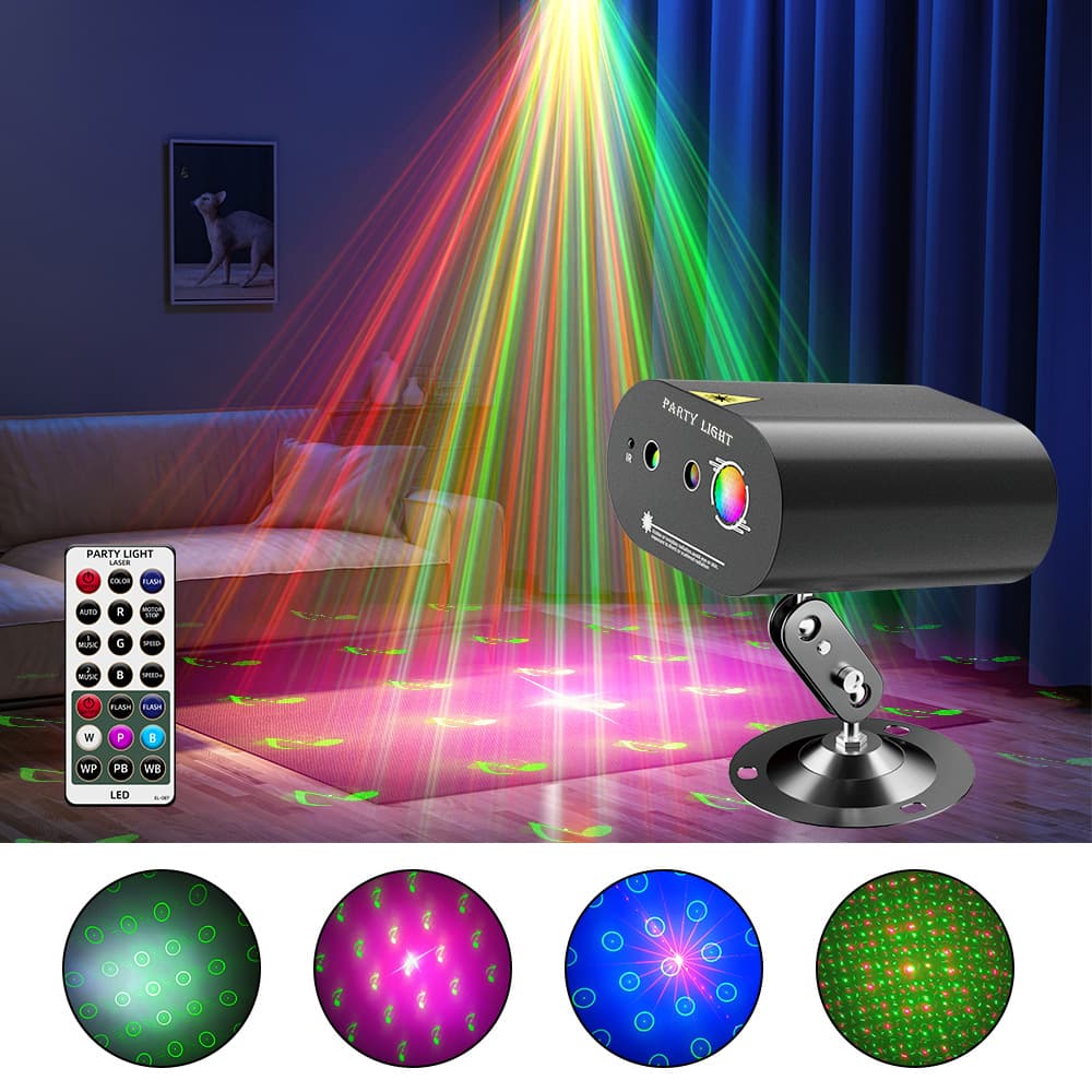Red and Green Laser Light LED Bar Nightclub Party Disco Stage Light Remote Control Pattern Laser Light