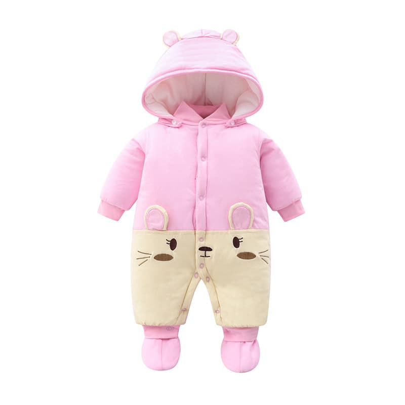 Newborn Baby Romper Autumn Winter Thickened Cotton Bodysuit with Footies for Girls Going Out Fall Suit Set