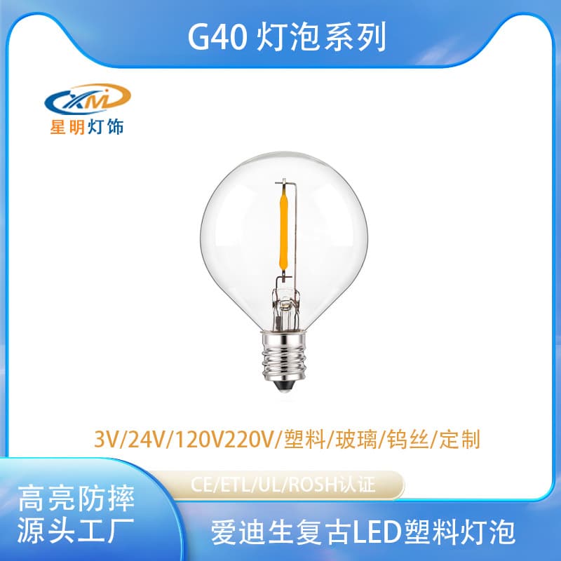 Factory Direct G40 LED Bulb Cross-Border EU Standard US Standard 3V 24V 110V 220V E12 Decorative Globe Replacement Bulb