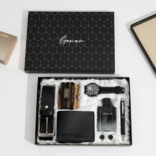 Cross-border Thanksgiving Christmas Gift Set for Business Partners: Perfume, Wallet, Belt, and Watch for Men, Valentine's Day Gift