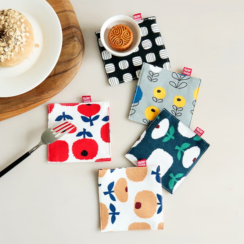 Japanese-style fabric coaster, double-layer mug coaster, tea cup coaster, heat-insulating coaster