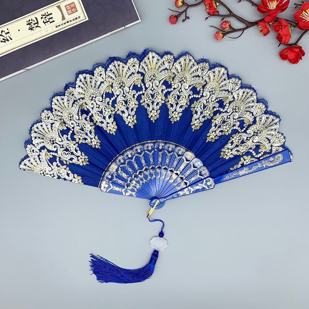 Single Flower Folding Fan, Chinese Fan, Dance Fan, Wing Chun Fan, Plastic Hanfu Fan, European Style Fan, Foldable Fan