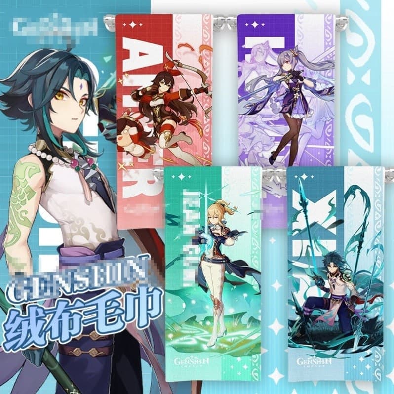 Anime-Themed Temperature-Change Towel for Adults, Heat-Sensitive with Characters (Yoimiya, Raiden Shogun, Coral, Xiao)