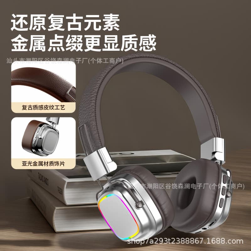 Factory Direct Cross-Border Hot Selling Glowing Bluetooth Headset Over-Ear Gaming Headphones Huaqiangbei New Bluetooth Headphones
