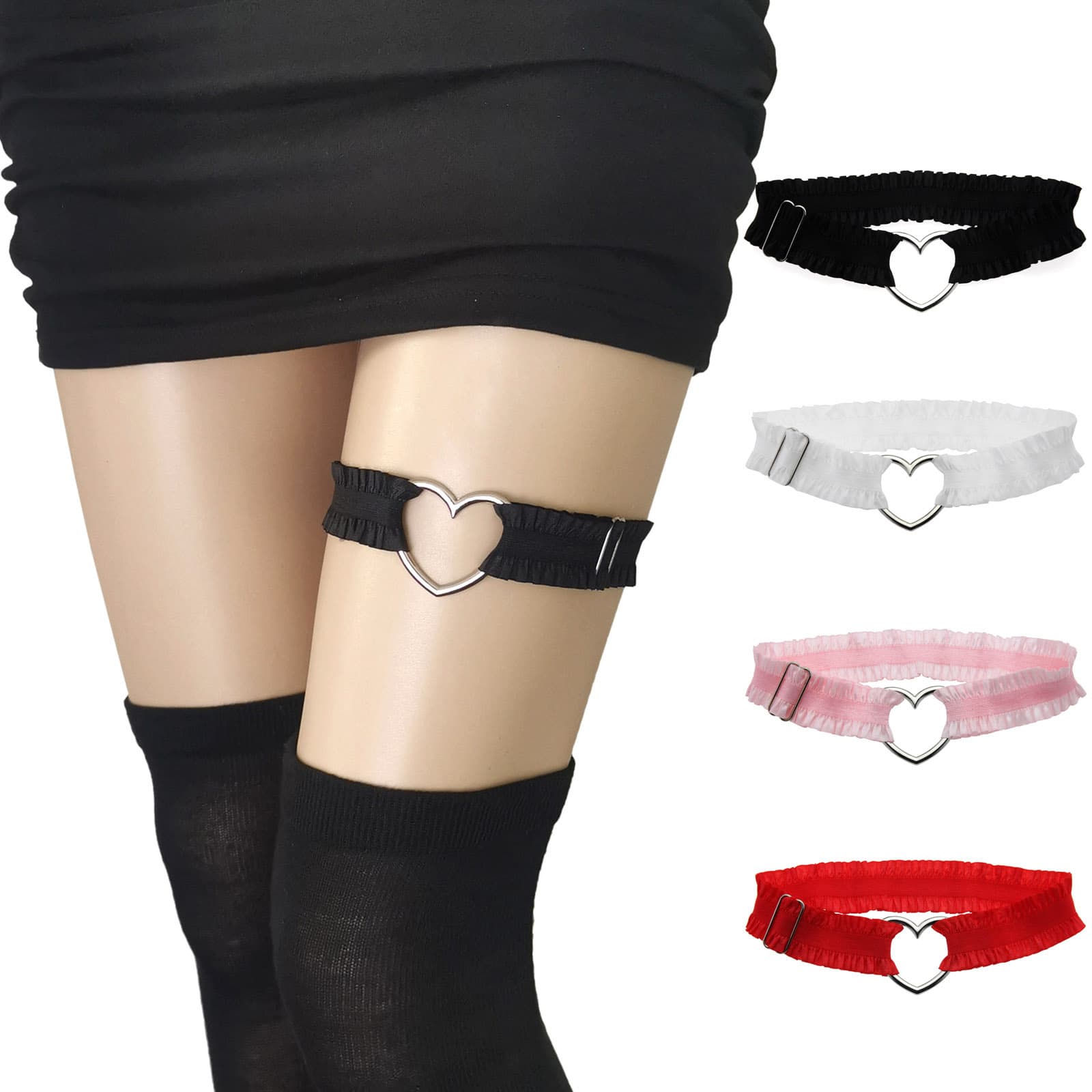 Fashion minimalist elastic lace leg bands leg rings alloy peach heart love thigh rings sexy sweet garter belt.