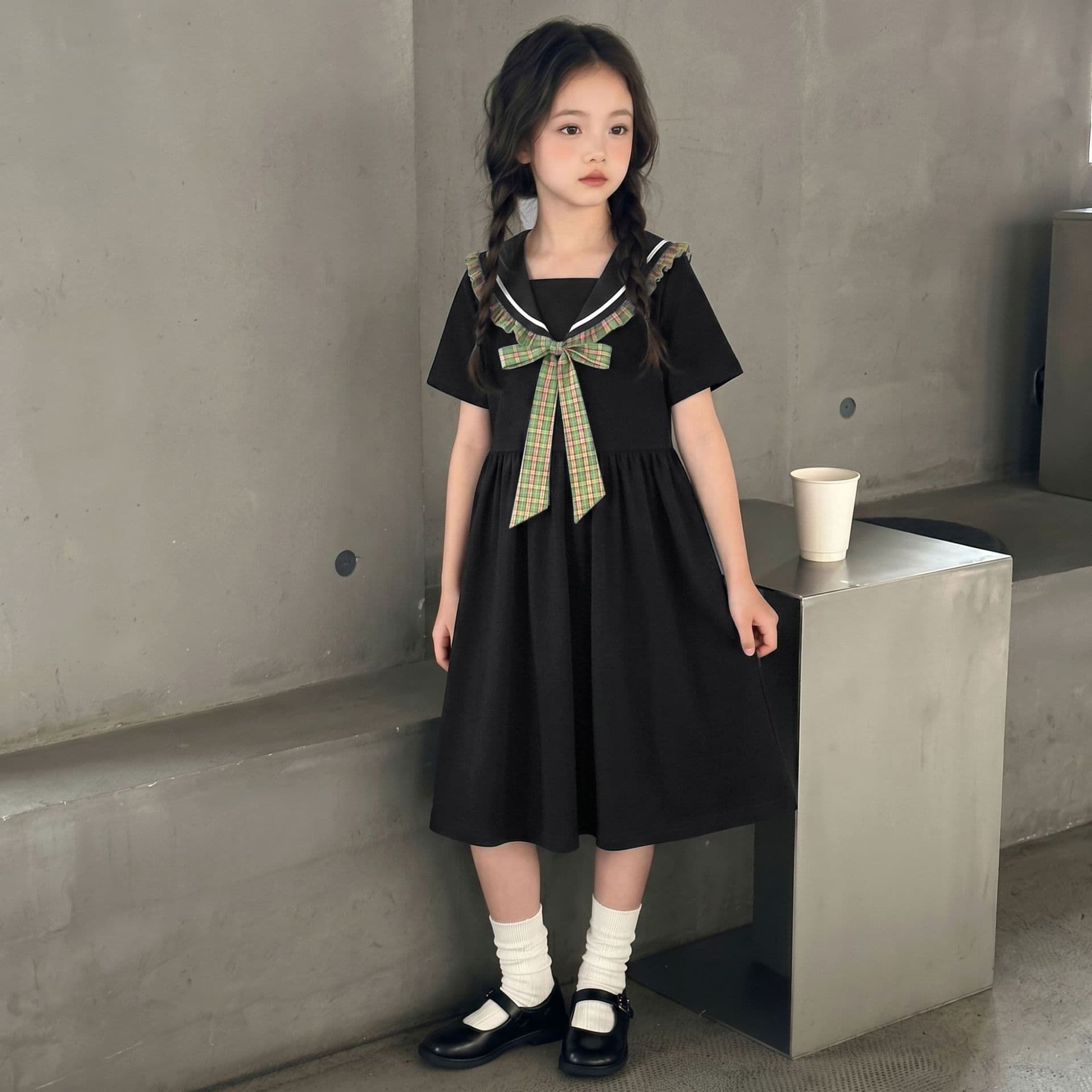 Girls Summer Dress for Older Kids Plus Size Loose Fit Junior High School Student Preppy Style