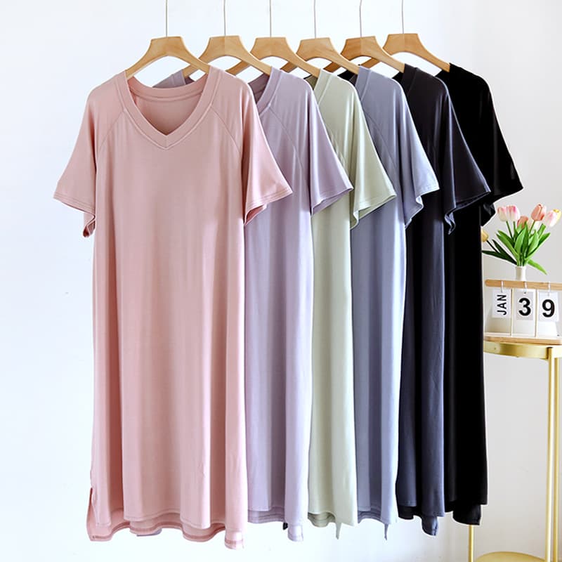Summer New Modal [with Chest Pad] Short-sleeved Fairy-style High-end Nightgown Outer Wear Cool Pajamas Home Clothes