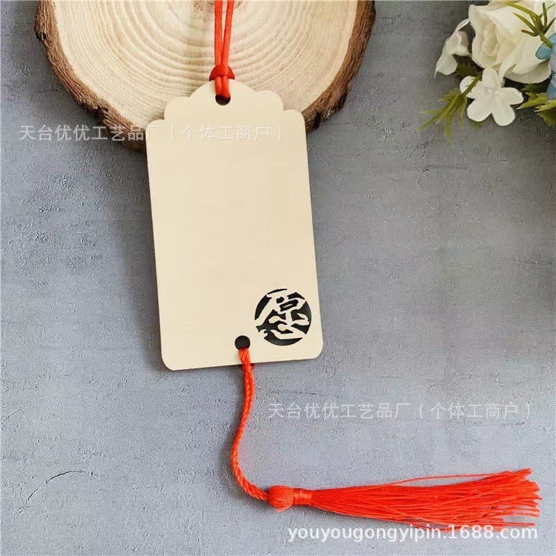 Wish Plaque Natural Wood Color Blank Handwritten Small Wooden Board Wish Card Wooden Hanging Tag Blessing Tree Decoration Scenic Spot Festival Decor