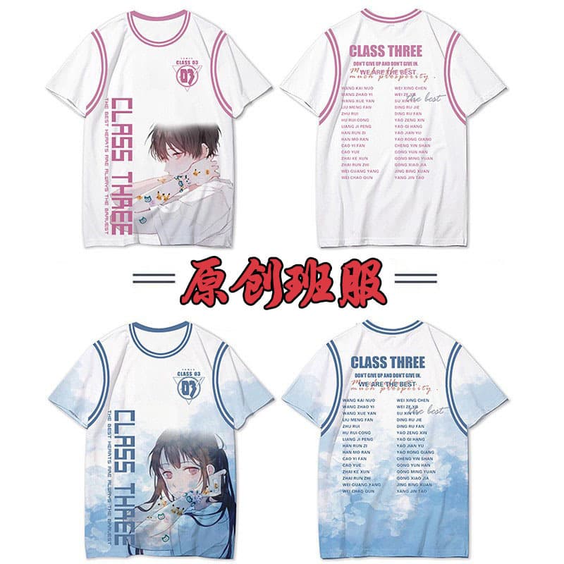 Back-to-School Class T-Shirt Short Sleeve Two-Layer Style Summer T-Shirt for High School, Primary School, and Kindergarten Students