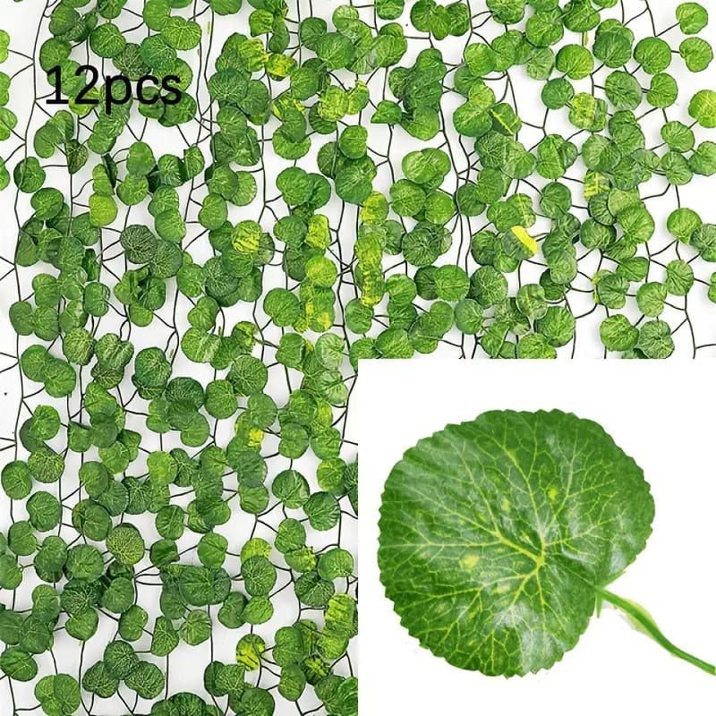 Artificial Ivy Vine Fake Eucalyptus Money Leaf Faux Climbing Plant Plastic Flowers