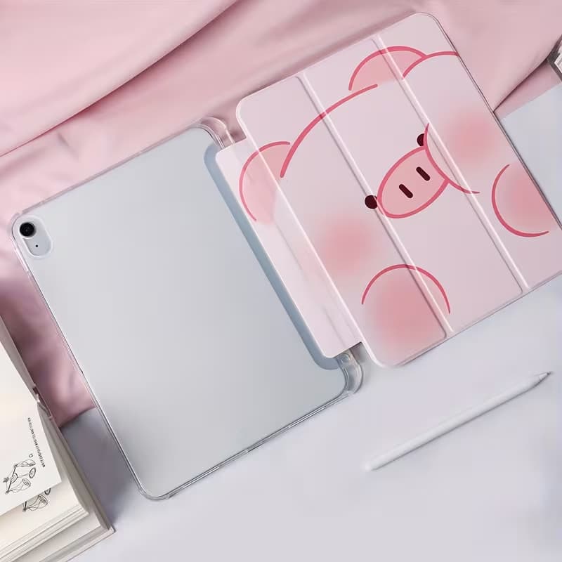 Cute Pink Piggy Apple iPad Air 7/6/5 Tablet Protective Case Pro Tablet Case 11/10/9 Protective Case